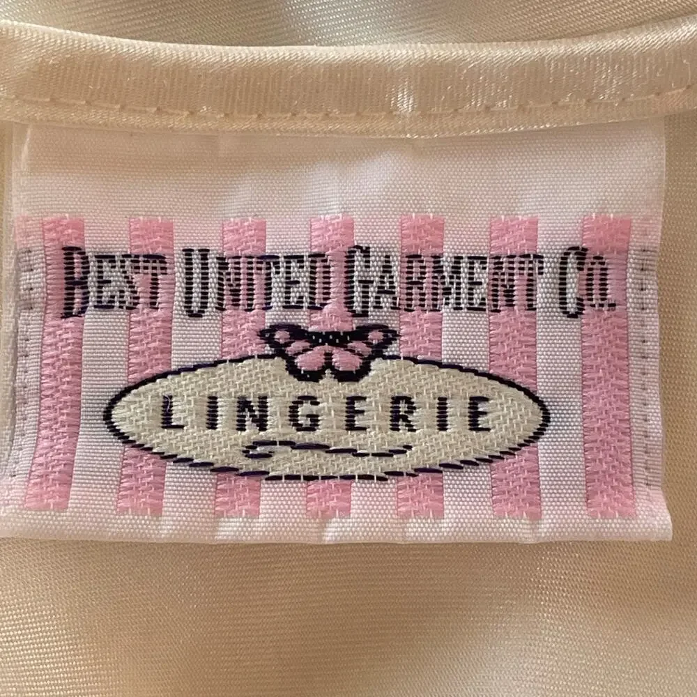 Best United Garment Co. Lingerie Cream Slip / Slip Dress Sz MED Satin and Lace